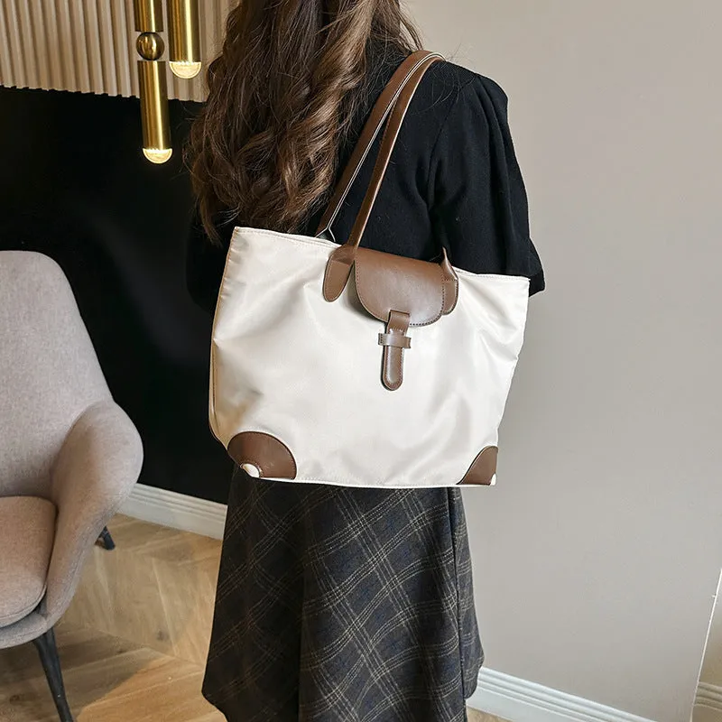 Chic Canvas Tote Bag for Women - Spacious & Versatile Shoulder Handbag with Zip Closure, Perfect for Daily Commute & Travel