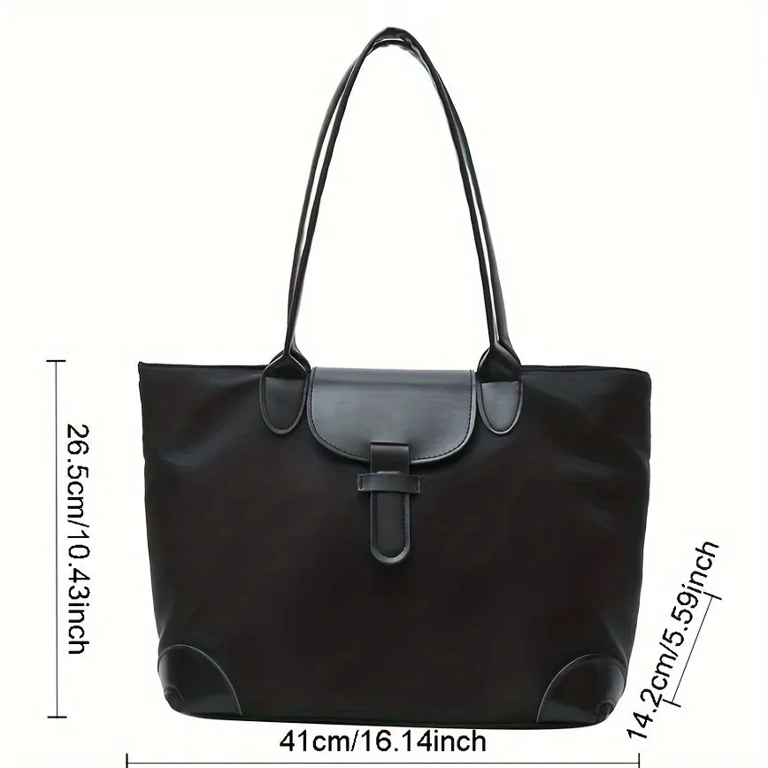 Chic Canvas Tote Bag for Women - Spacious & Versatile Shoulder Handbag with Zip Closure, Perfect for Daily Commute & Travel