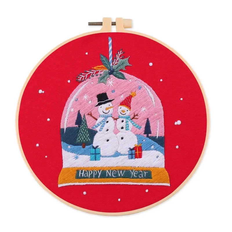 Christmas Snow Globes DIY Hand Embroidery Kit 20cm