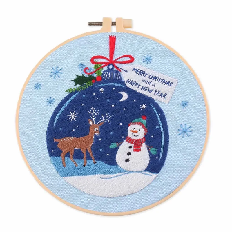 Christmas Snow Globes DIY Hand Embroidery Kit 20cm