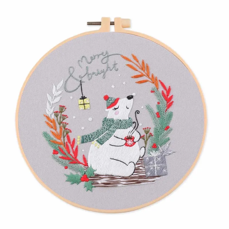 Christmas Snow Globes DIY Hand Embroidery Kit 20cm