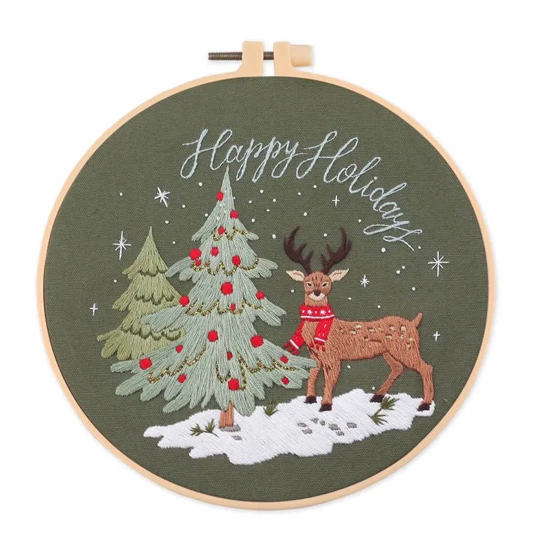 Christmas Snow Globes DIY Hand Embroidery Kit 20cm