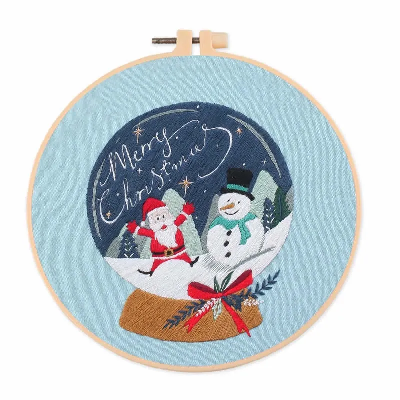 Christmas Snow Globes DIY Hand Embroidery Kit 20cm