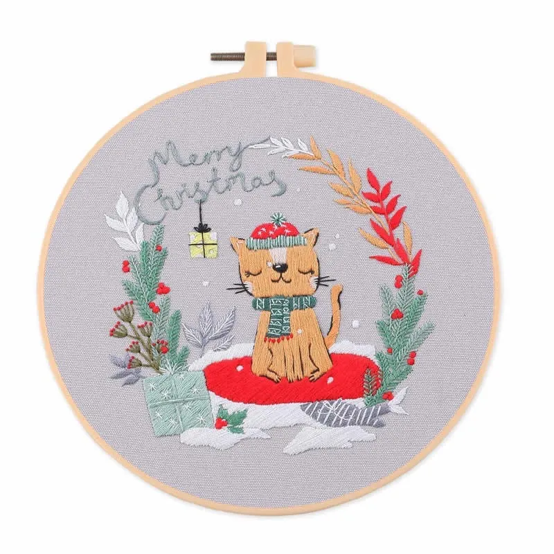 Christmas Snow Globes DIY Hand Embroidery Kit 20cm