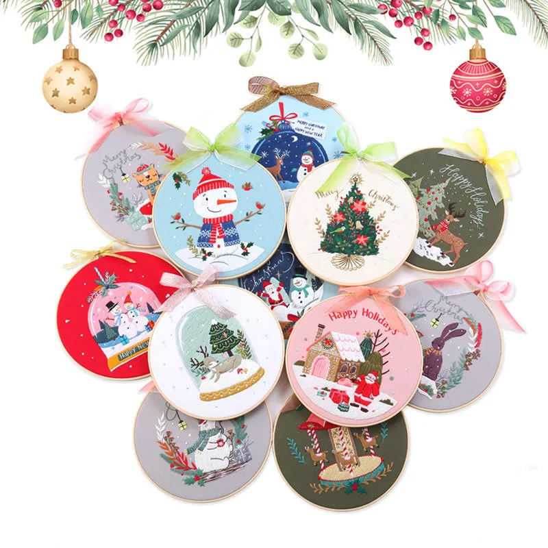 Christmas Snow Globes DIY Hand Embroidery Kit 20cm