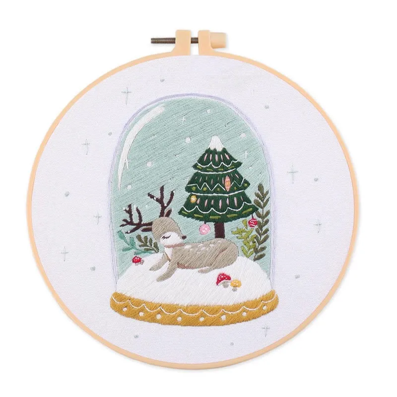 Christmas Snow Globes DIY Hand Embroidery Kit 20cm