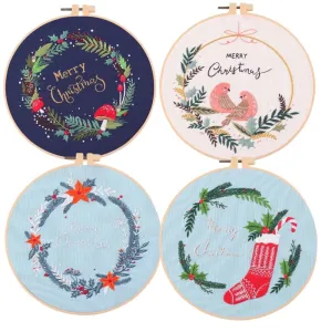 Christmas Wreath DIY Hand Embroidery Kit 20cm