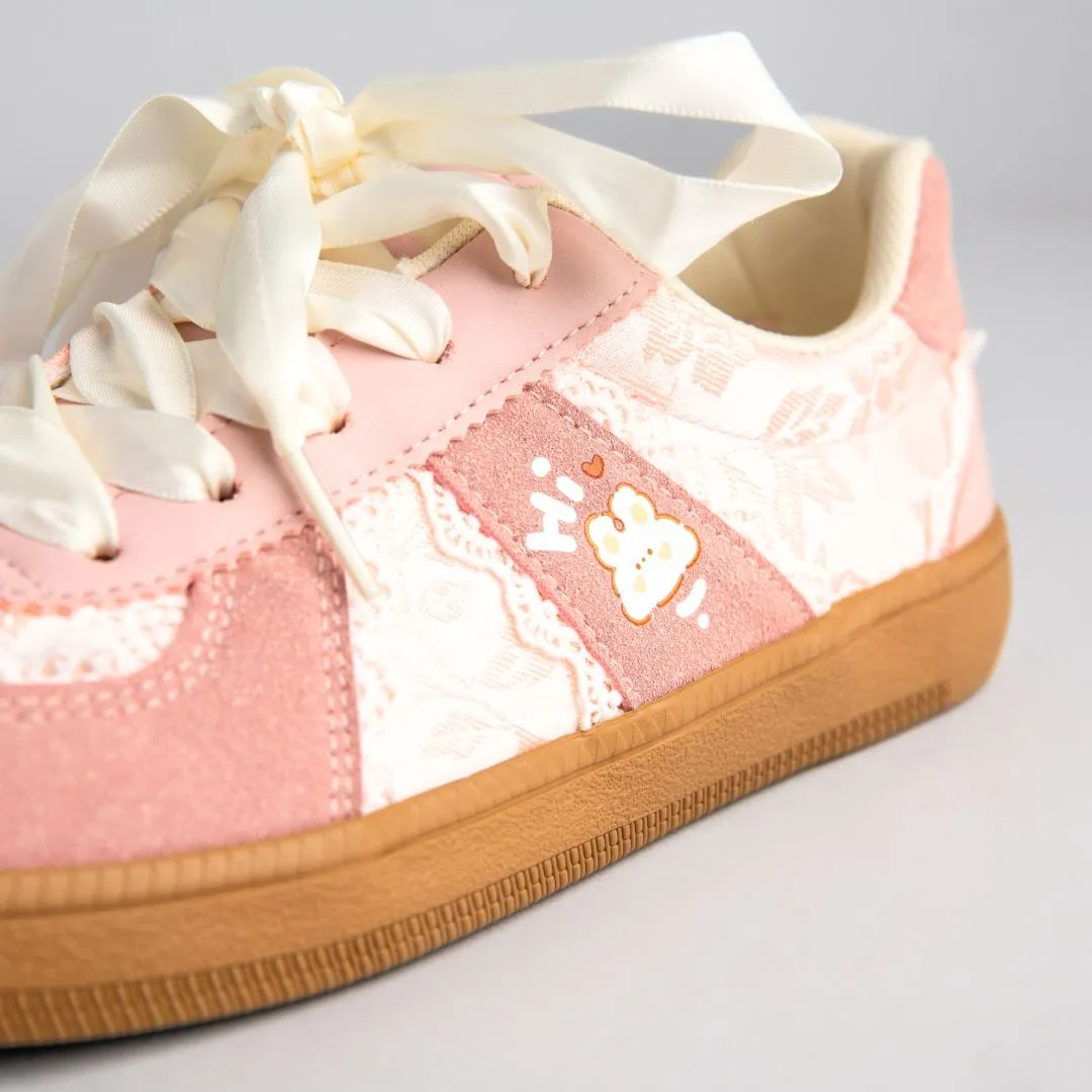 *CLEARANCE* Pretty Pink Bunny Laced Casual Sneakers - Women's