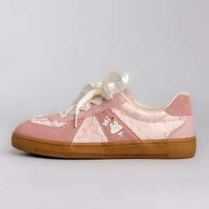 *CLEARANCE* Pretty Pink Bunny Laced Casual Sneakers - Women's