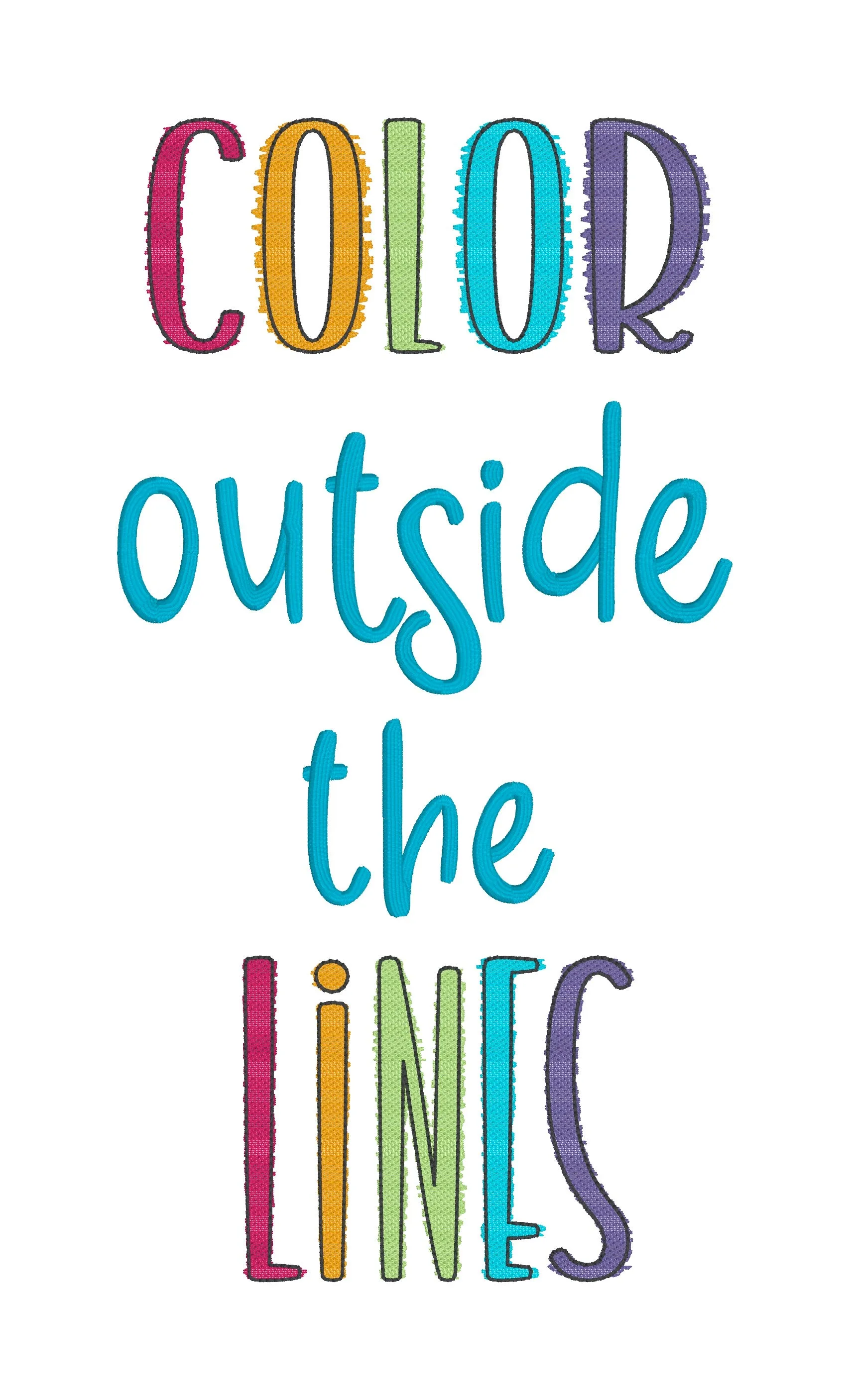 Color Outside The Lines sketchy machine embroidery design (4 sizes included) DIGITAL DOWNLOAD