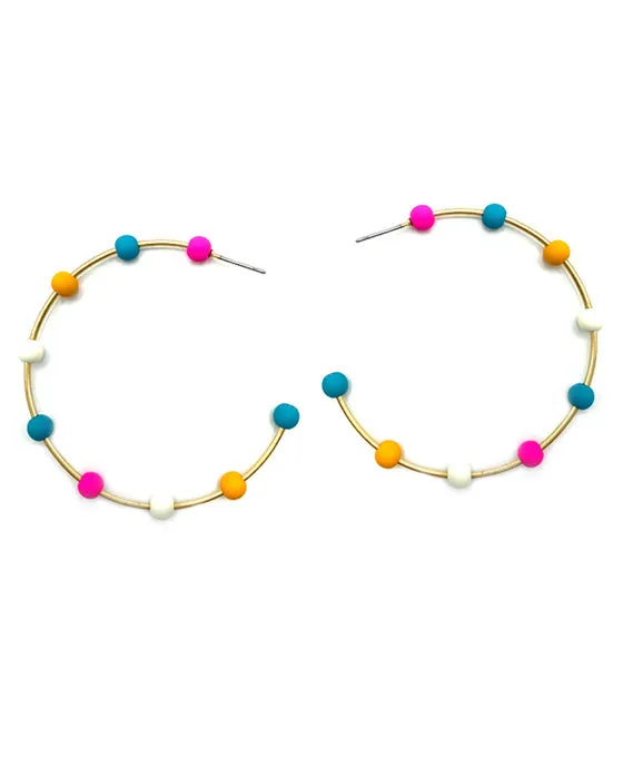 Colorful Bead Hoop Earrings