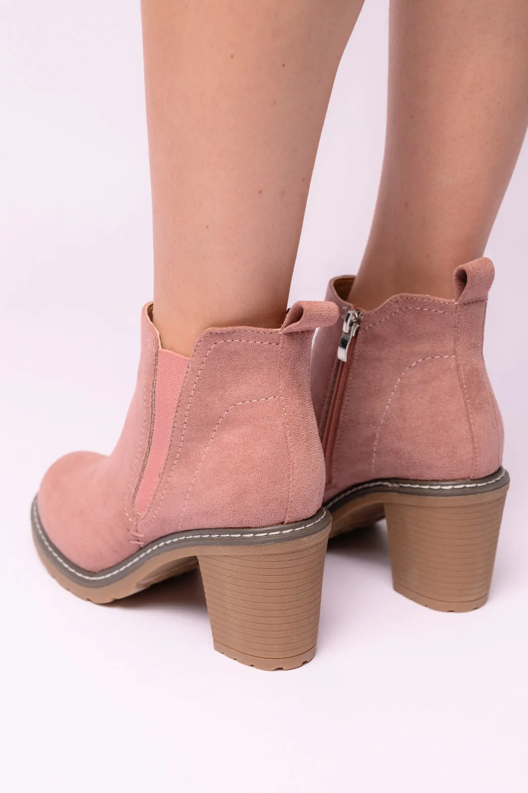 Corkys Bite Me Bootie in Blush Faux Suede