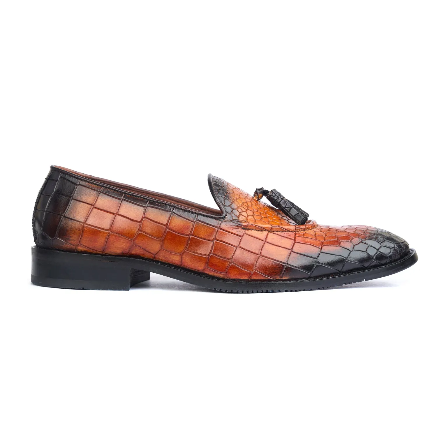 Crocodile Tassel Loafers Hand Finished