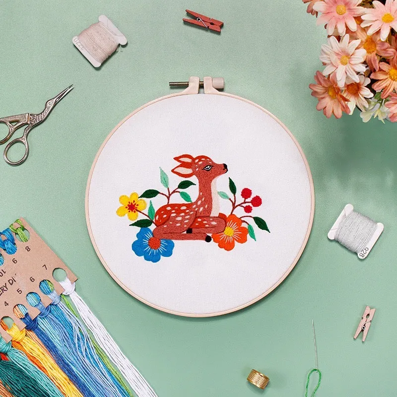 Cute Animals Hand Embroidery DIY Kit 20cm