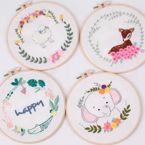 Cute Animals Morden Hand Embroidery Kit 20cm