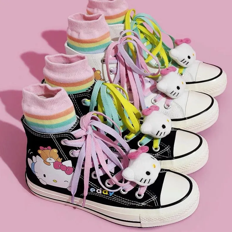 Cute Kawaii Cat High Top Canvas