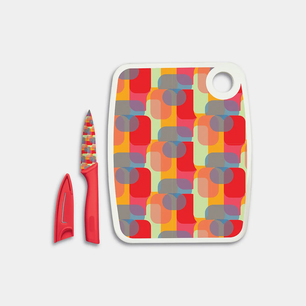 Cutting Board with Coordinating Ceramic Knife (3 Piece Set)