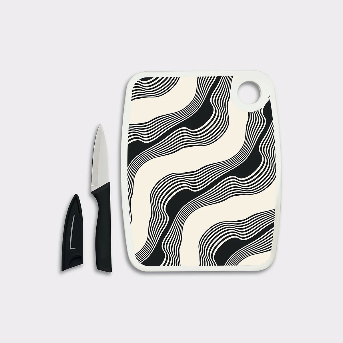 Cutting Board with Coordinating Ceramic Knife (3 Piece Set)