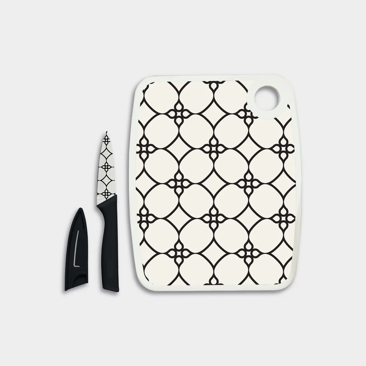 Cutting Board with Coordinating Ceramic Knife (3 Piece Set)