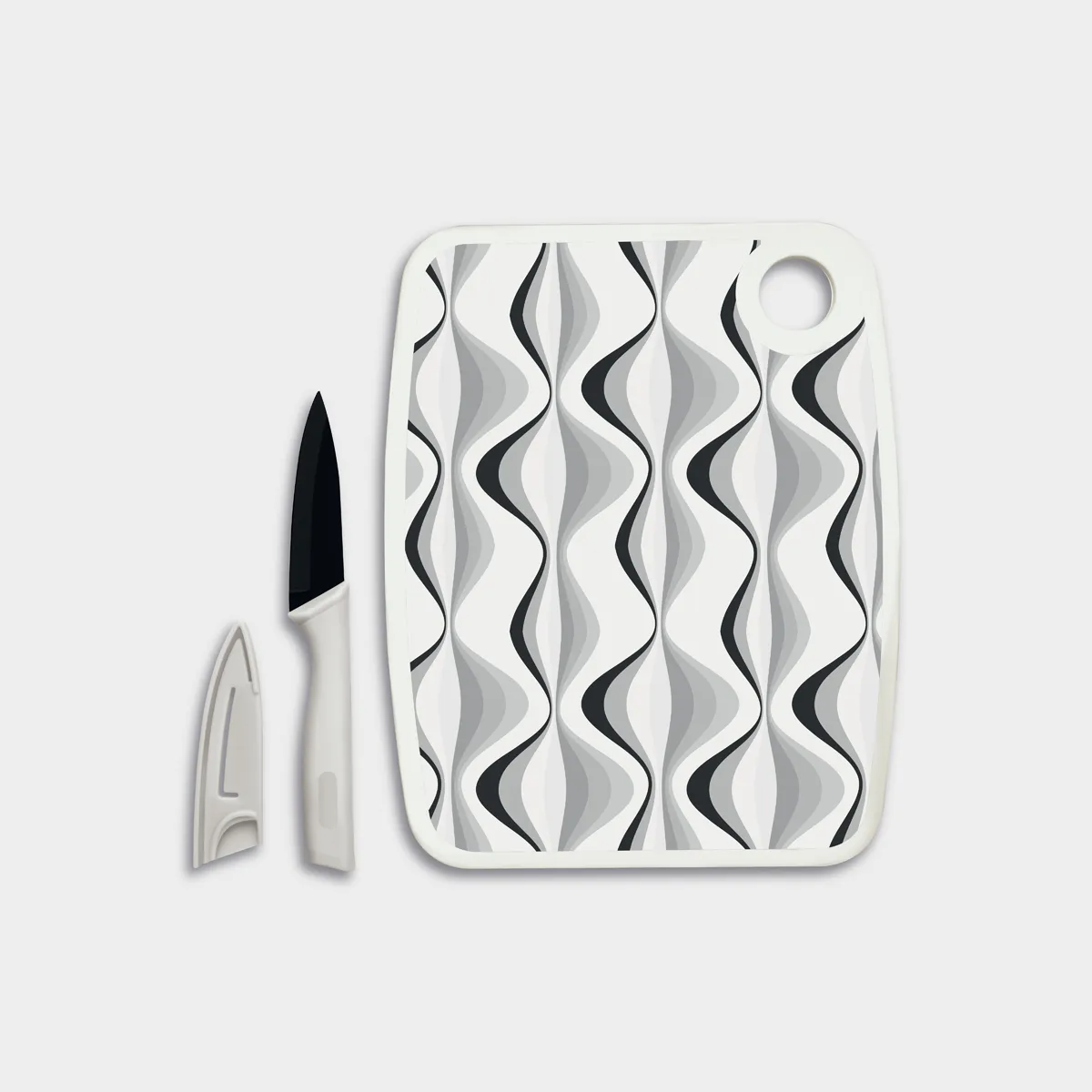 Cutting Board with Coordinating Ceramic Knife (3 Piece Set)