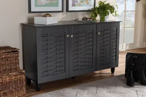 Dariell Dark Gray 3-Door Wooden Entryway Shoe Storage Cabinet