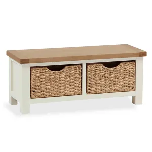 Daymer Cream Small Bench with Basket