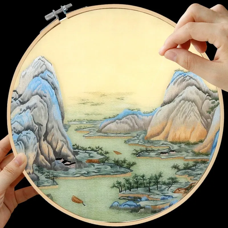 DIY Silk Embroidery kit Chinese Mountains 20cm