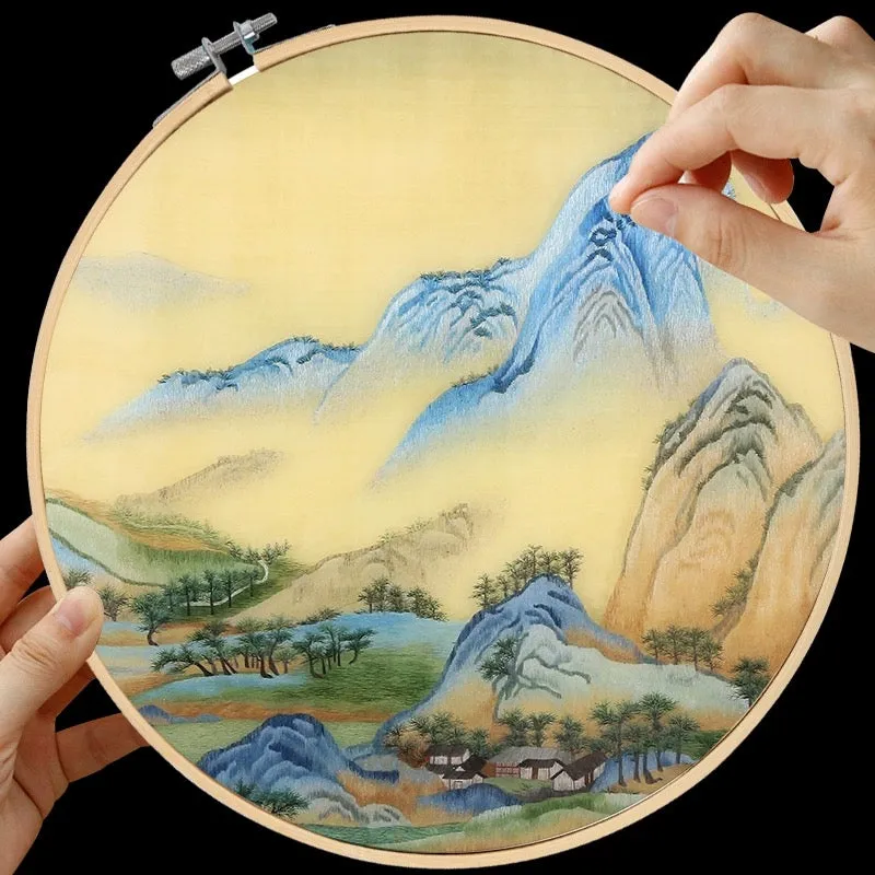 DIY Silk Embroidery kit Chinese Mountains 20cm