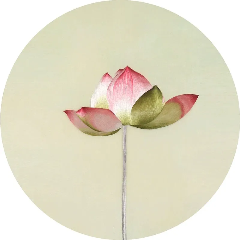 DIY Silk Embroidery kit Pink Lotus 2 20cm