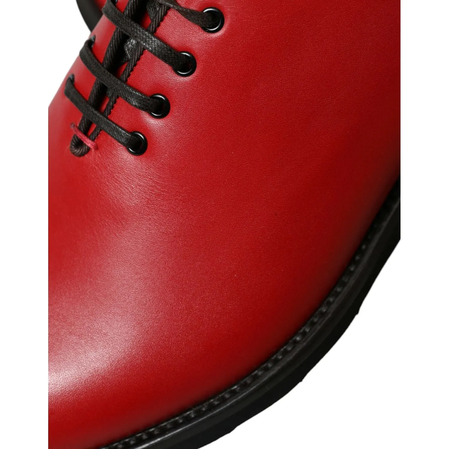 Dolce & Gabbana Elegant Red Leather Oxford Dress Shoes