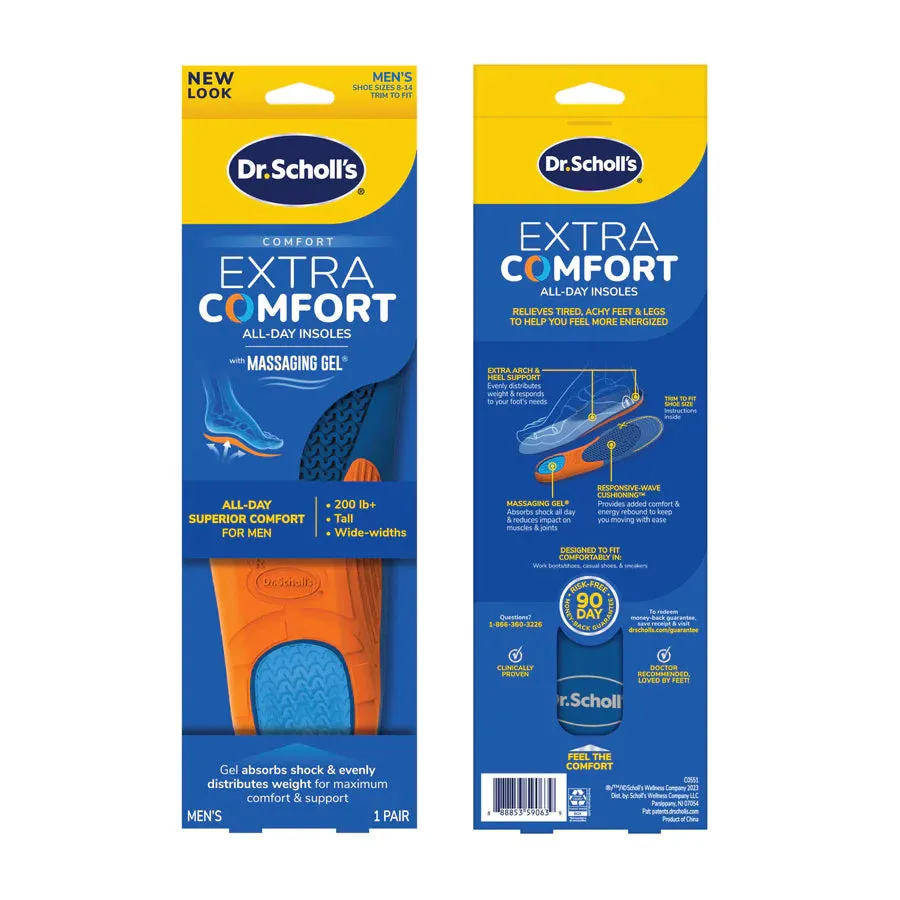 Dr.Scholl Extra Comfort All-Day Insoles with Massaging Gel Men's