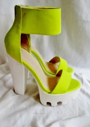 EUC WILD DIVA LOUNGE Vegan High Heel Platform Shoe NEON YELLOW 9 FETISH