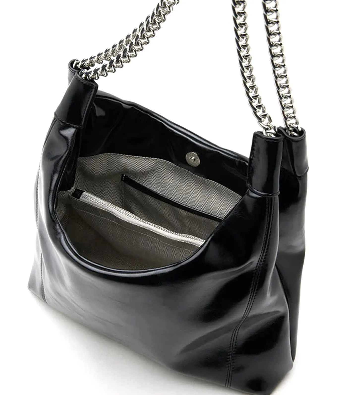 Eudora Chained Shopper Shoulder Bag Black