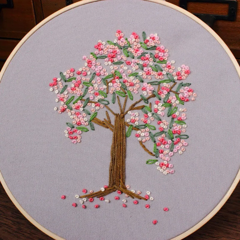 French Knot Trees Hand Embroidery DIY Kit 20cm