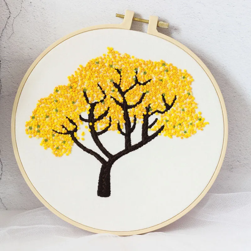 French Knot Trees Hand Embroidery DIY Kit 20cm