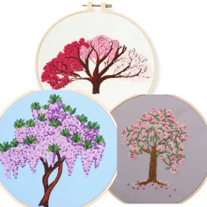 French Knot Trees Hand Embroidery DIY Kit 20cm