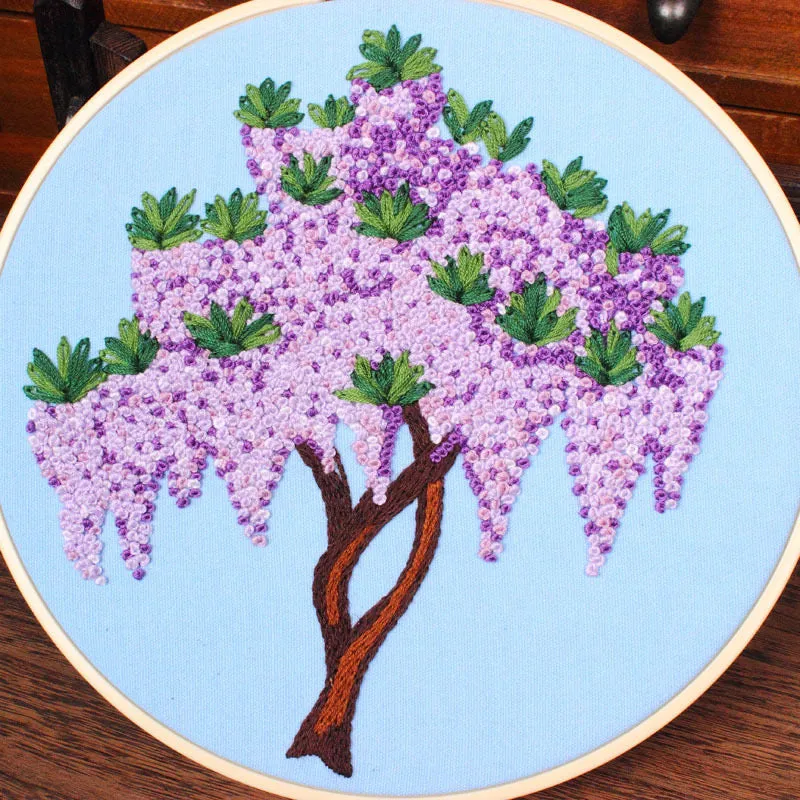 French Knot Trees Hand Embroidery DIY Kit 20cm