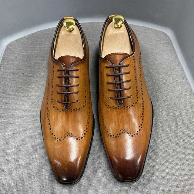 Genuine Calf Leather Lace-Up Oxford Shoes