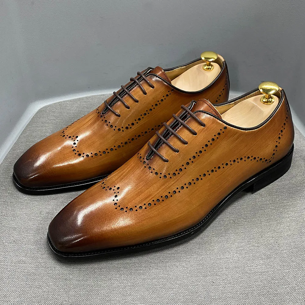 Genuine Calf Leather Lace-Up Oxford Shoes