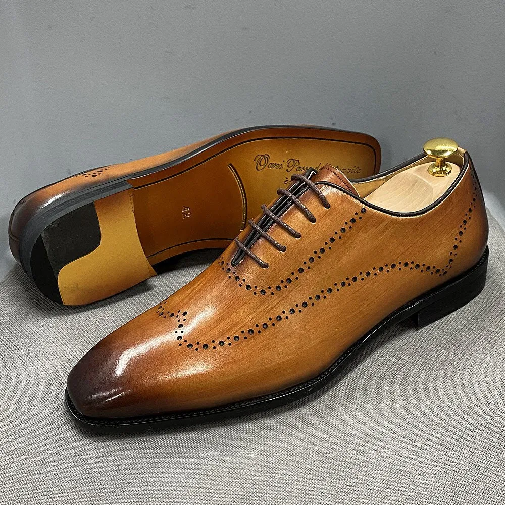 Genuine Calf Leather Lace-Up Oxford Shoes