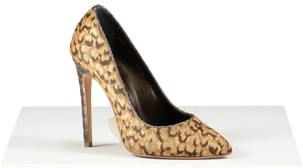 GINA Beige Pony Skin Animal Print Court Shoes UK 5 EU 38 👠