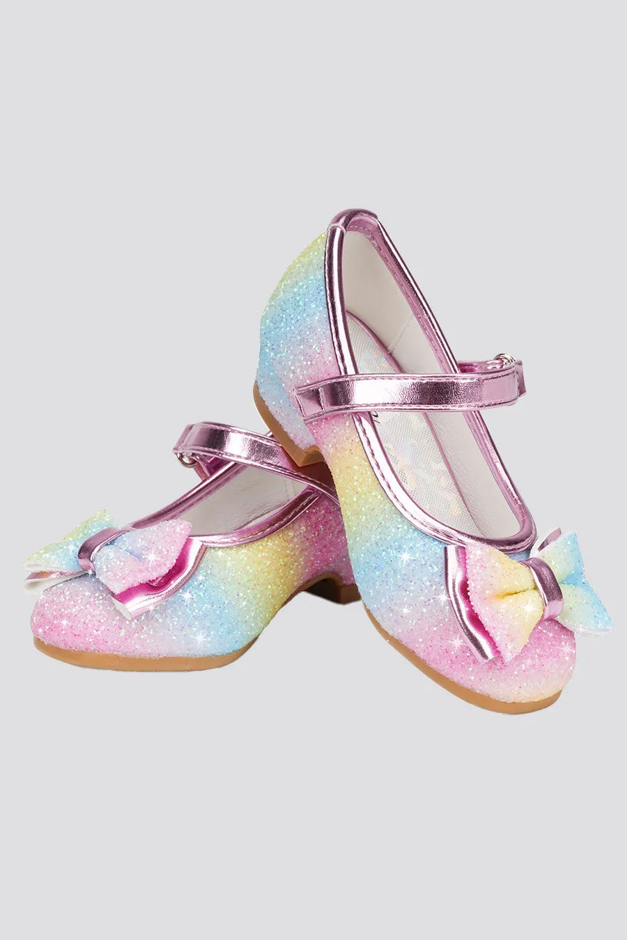 Girls Glitter Mary Jane Low Heel Shoes