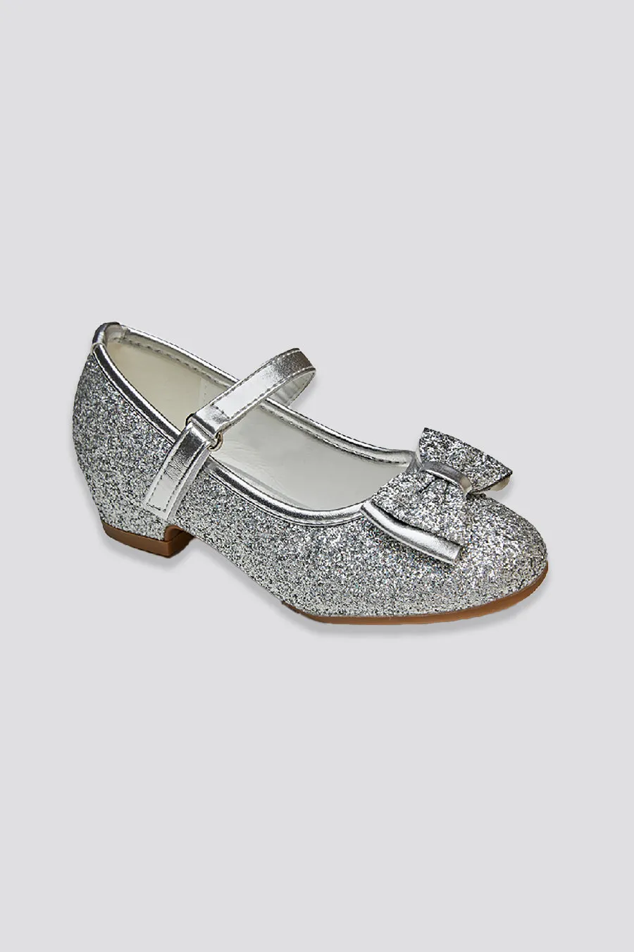 Girls Glitter Mary Jane Low Heel Shoes