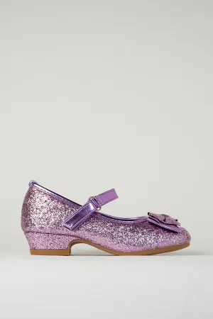 Girls Glitter Mary Jane Low Heel Shoes