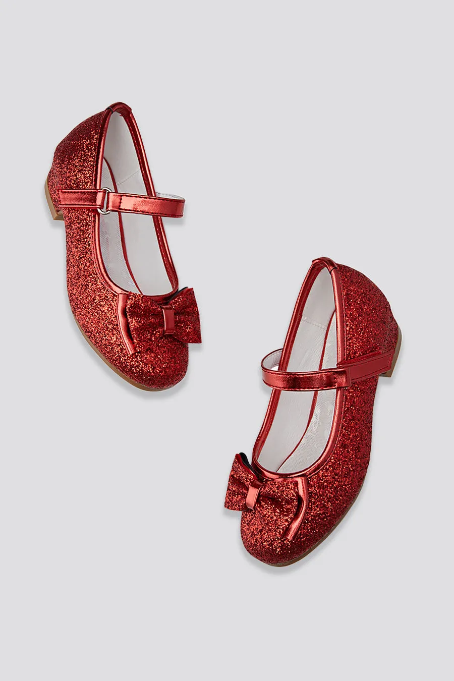 Girls Glitter Mary Jane Low Heel Shoes