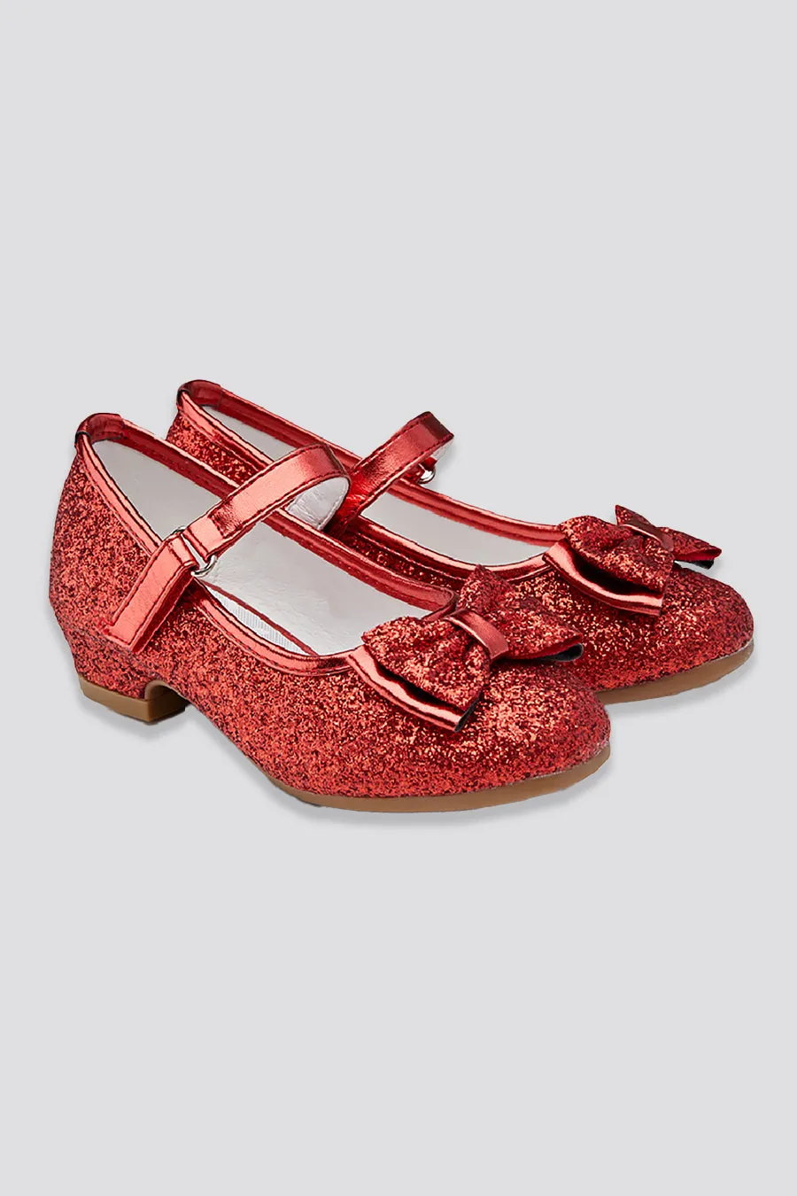 Girls Glitter Mary Jane Low Heel Shoes