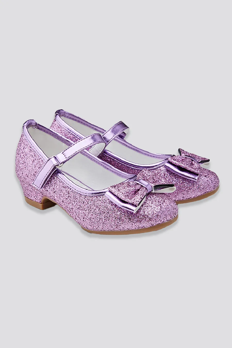 Girls Glitter Mary Jane Low Heel Shoes