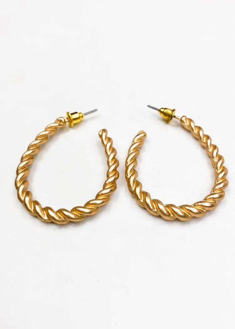 Gold Twisted Teardrop Hoop Earrings