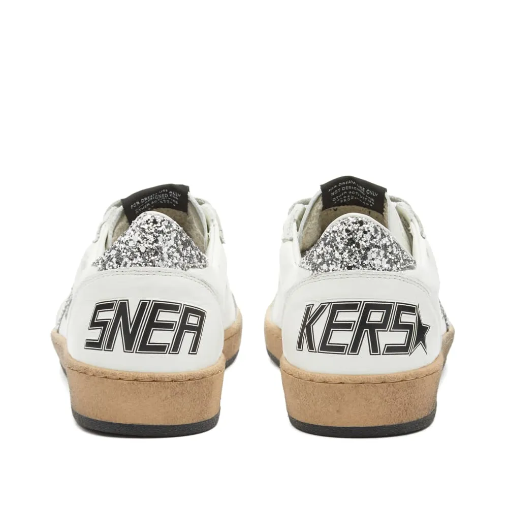 Golden Goose Ball Star leather sneakers, white/silver