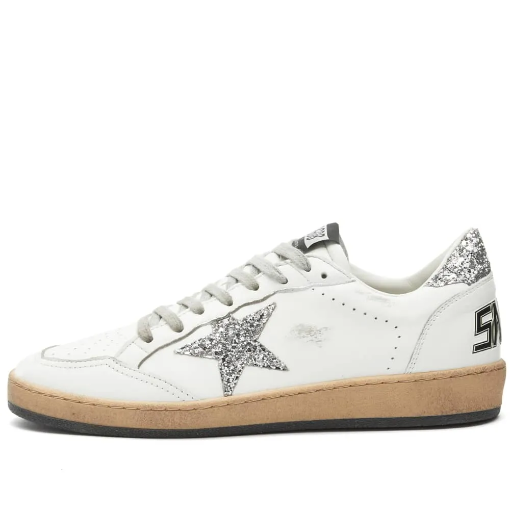 Golden Goose Ball Star leather sneakers, white/silver